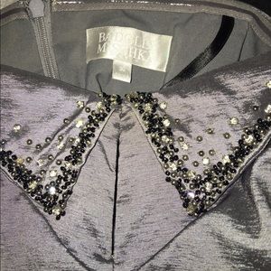 Badgley Mishchka Silver Dupioni Silk Dress